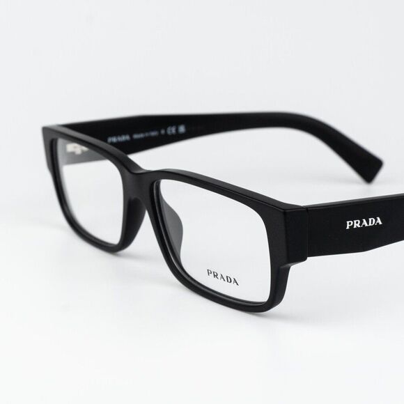 Prada Women Eyeglasses Matte Black Rectangle PRB09V 12P1O1 NEW AUTHENTIC